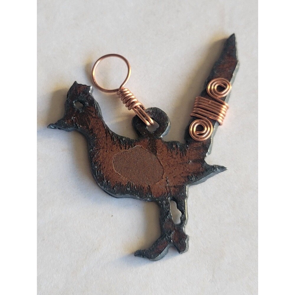 Vintage Copper Roadrunner Pendant Southwestern Bird Wire Wrapped